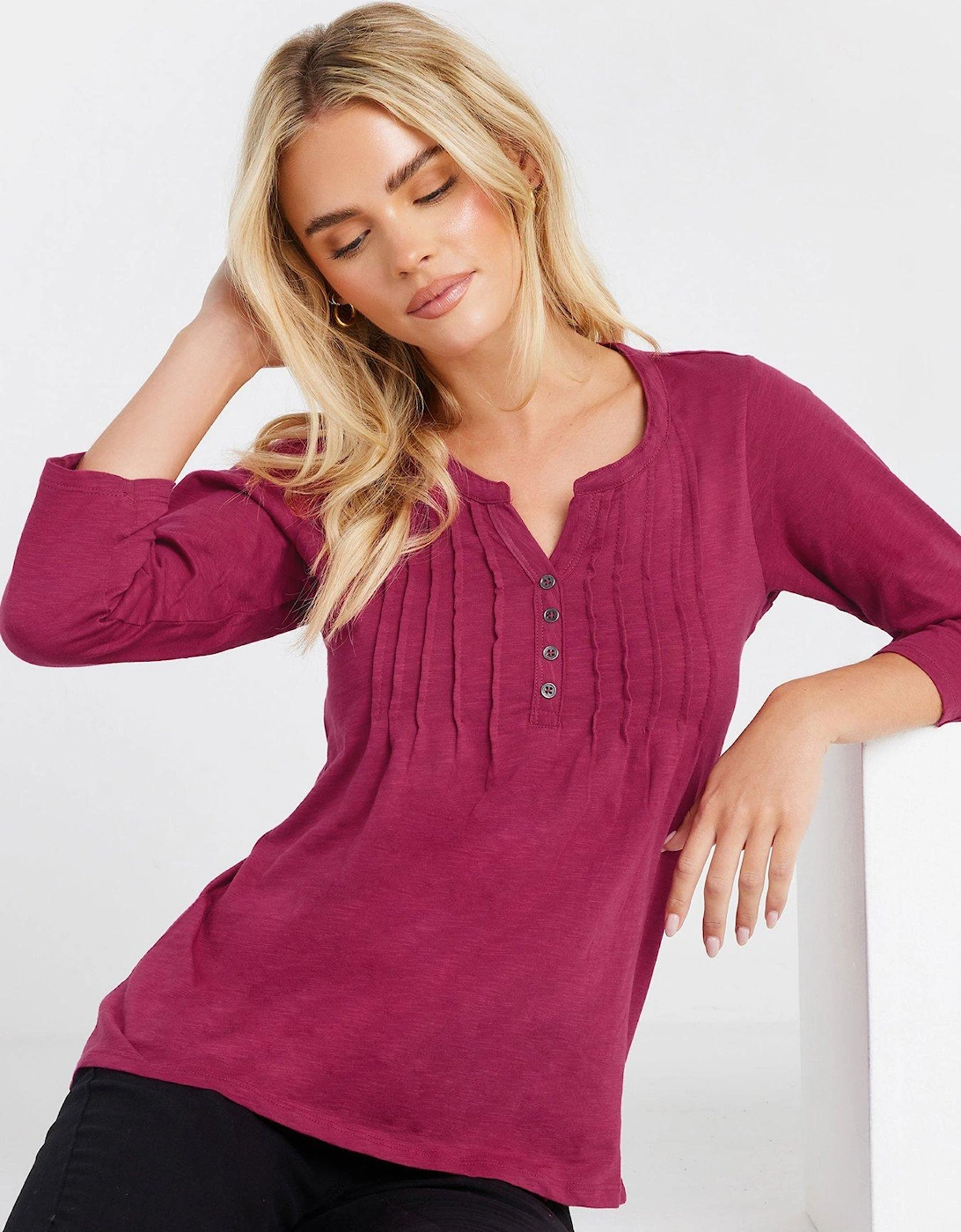 Petite 3/4 Sleeve Top - Pink, 2 of 1