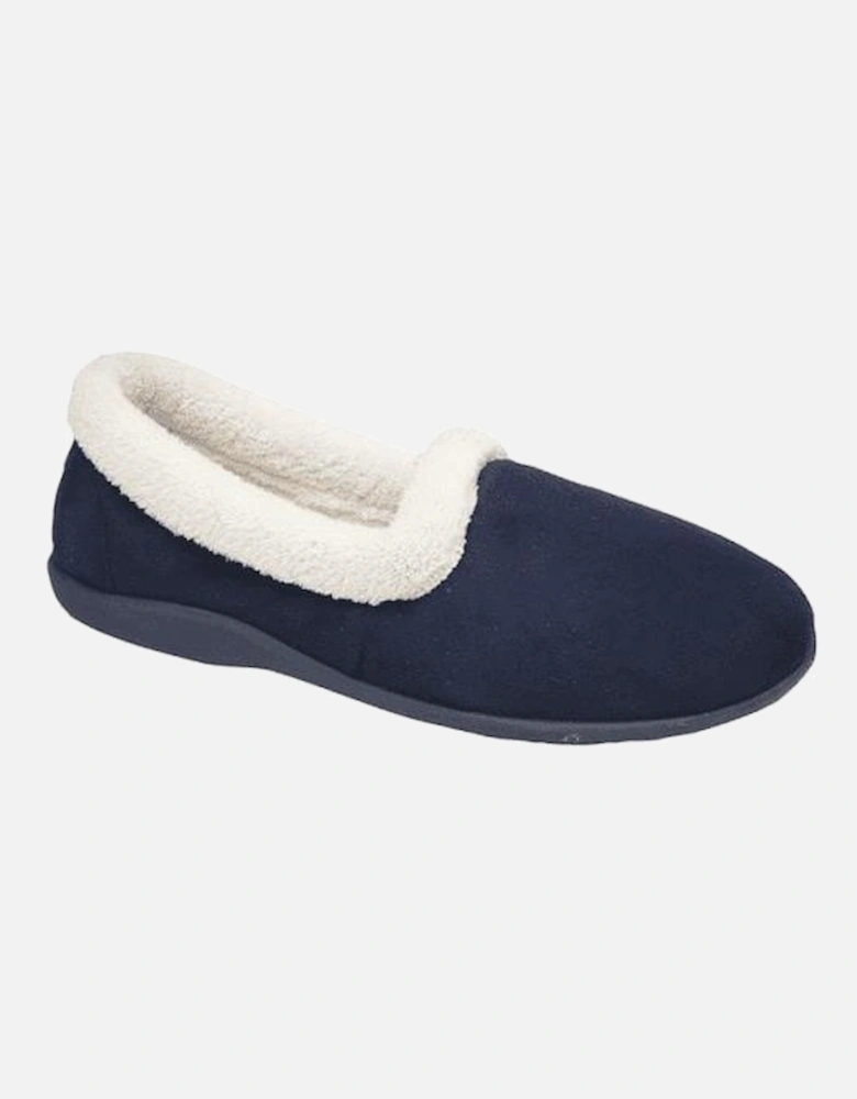 SANDIE II Womens Textile Collared Full Slippers Navy