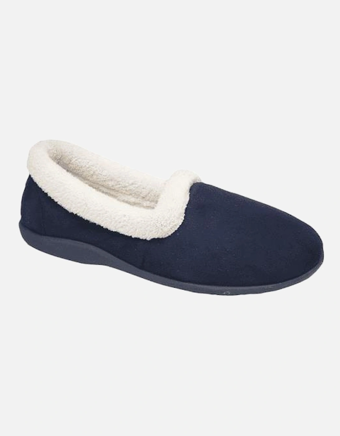 SANDIE II Womens Textile Collared Full Slippers Navy, 2 of 1