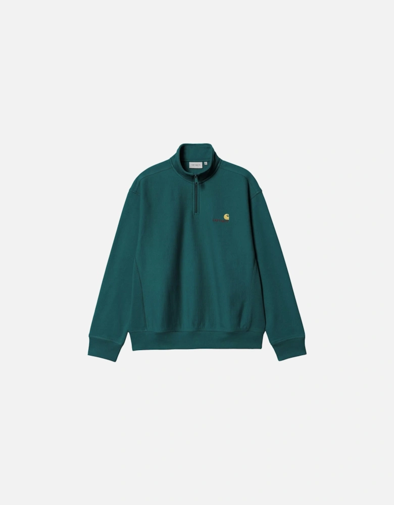 Half Zip American Script Sweatshirt Malachite