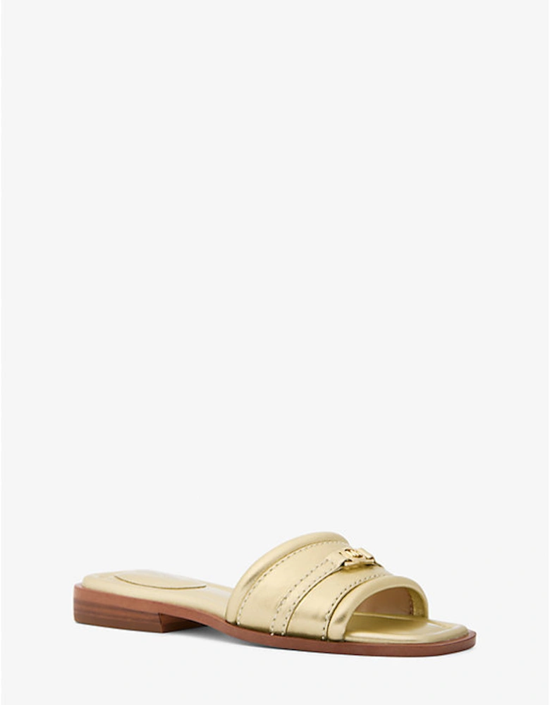 Mandy Metallic Leather Slide Sandal