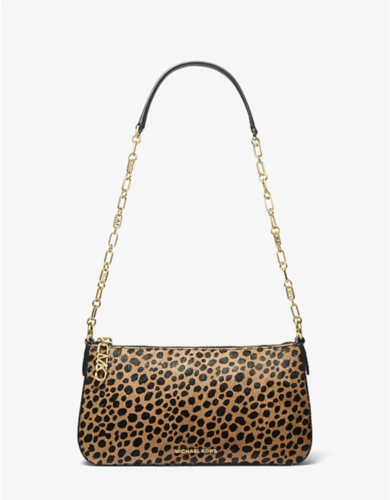 Empire Medium Cheetah Print Calf Hair Chain-Link Pochette