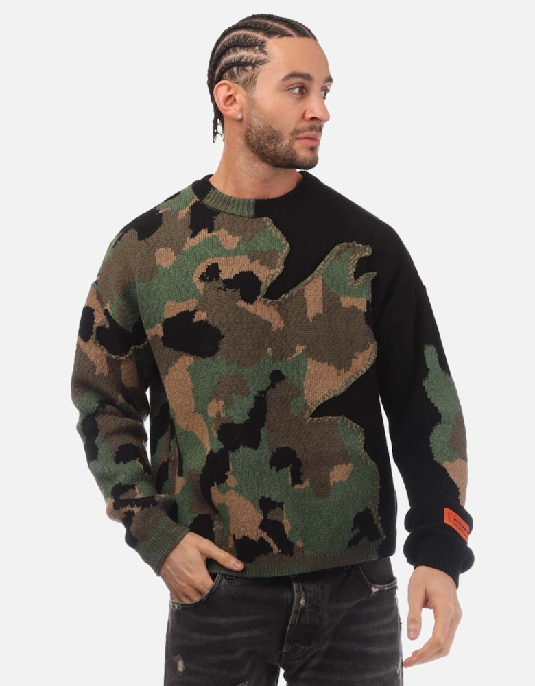 Camo Knit Crewneck Sweater