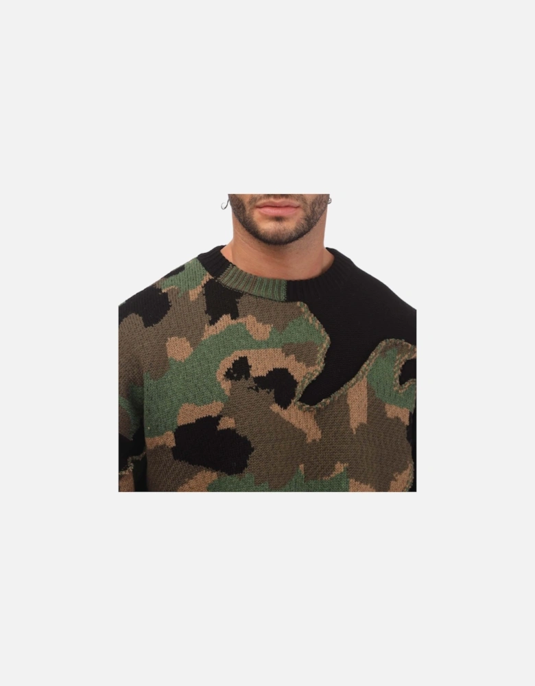 Camo Knit Crewneck Sweater