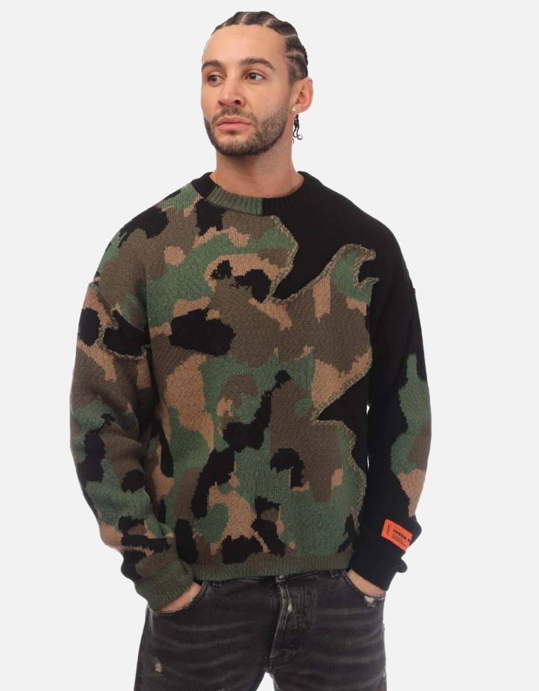 Camo Knit Crewneck Sweater