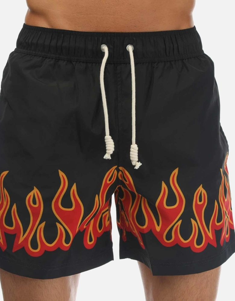 Burning Flames Print Swim Shorts