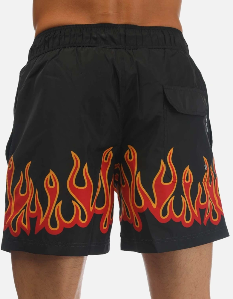 Burning Flames Print Swim Shorts