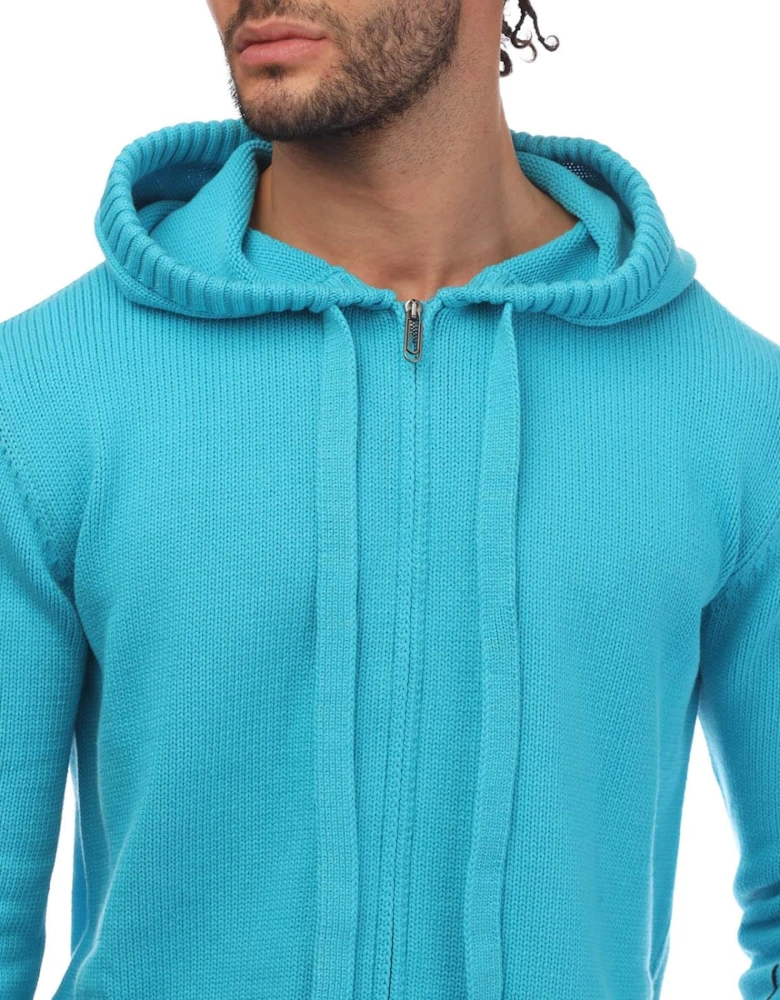 Diagonal Outline Knit Zip Hoodie