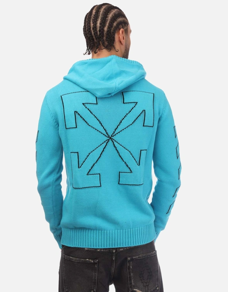 Diagonal Outline Knit Zip Hoodie