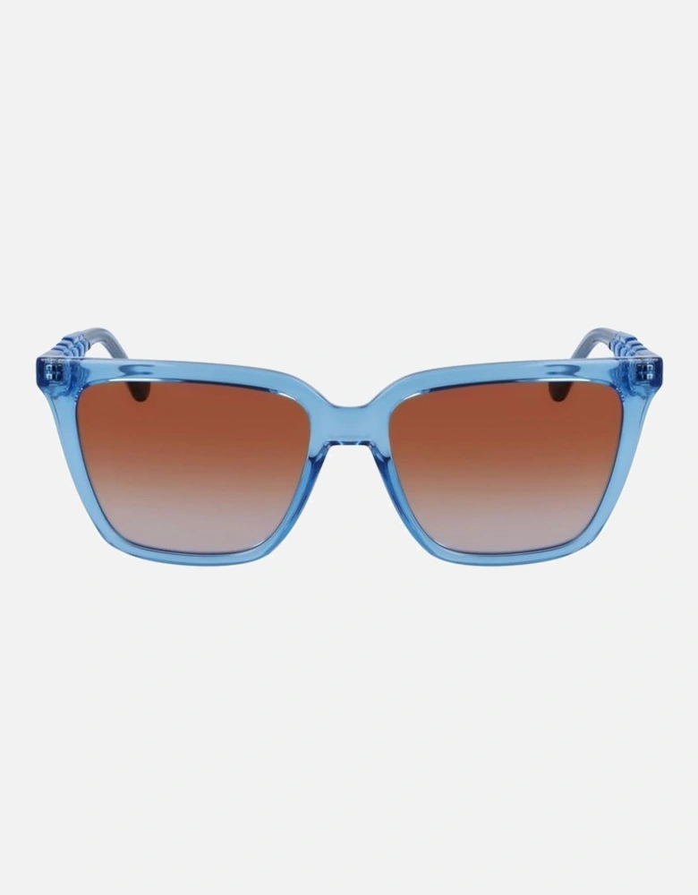Injected Bracelet Watch with Blue Dial Women Sunglasses