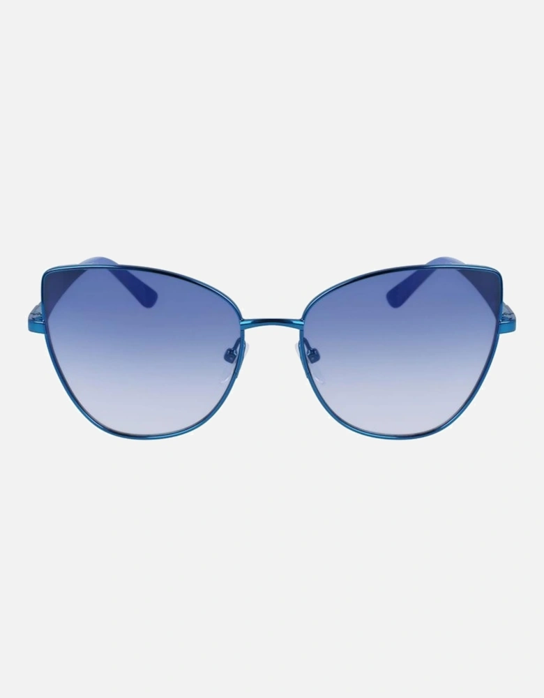 Metal Bracelet Blue Dial Watch Women Sunglasses