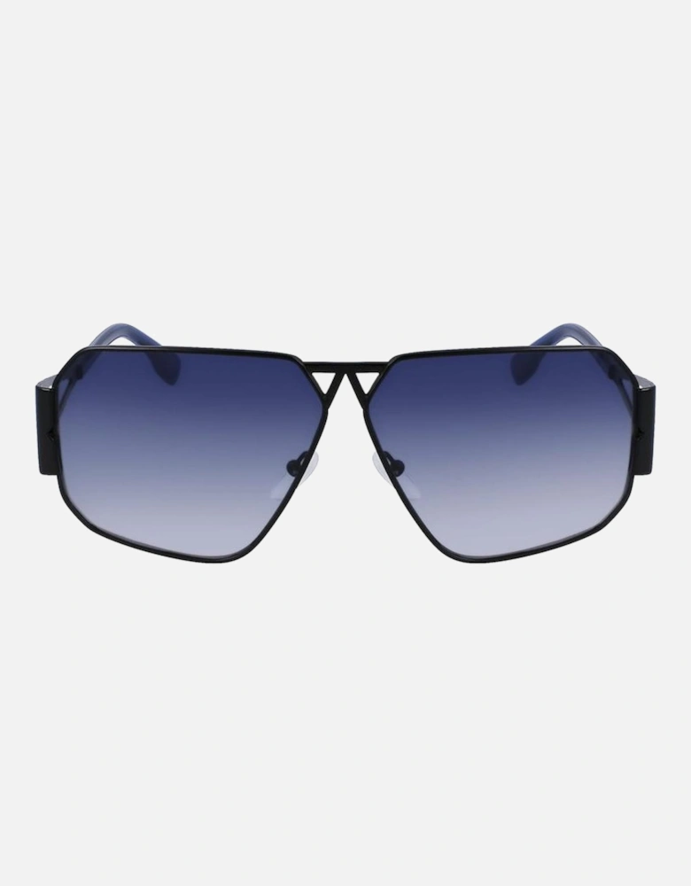 Metal Bracelet Watch with Black Dial and Blue Glass Unisex Sunglasses