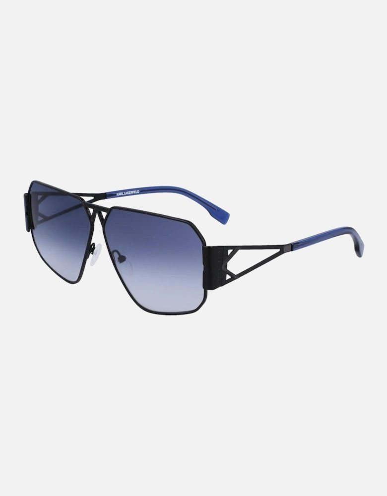 Metal Bracelet Watch with Black Dial and Blue Glass Unisex Sunglasses