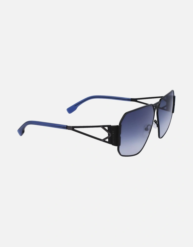 Metal Bracelet Watch with Black Dial and Blue Glass Unisex Sunglasses