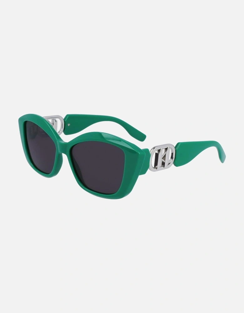 Injected Bracelet Watch with Green Dial Women Sunglasses