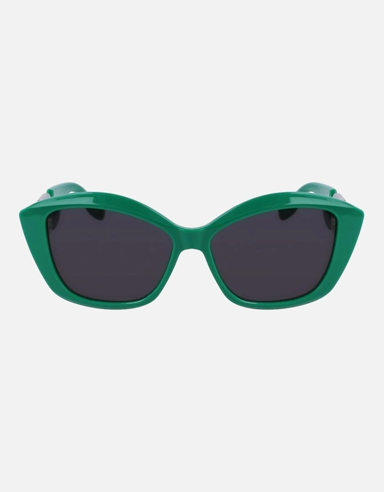 Injected Bracelet Watch with Green Dial Women Sunglasses