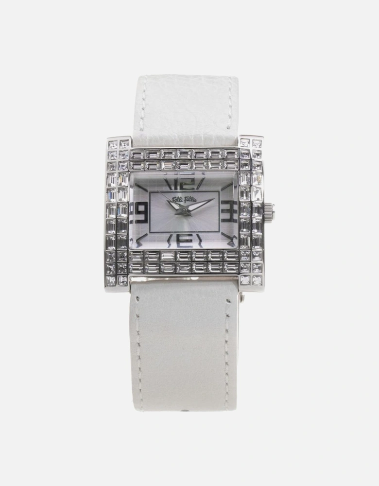 Quartz Stainless Steel Analog Watch with Leather Bracelet Women - Gray