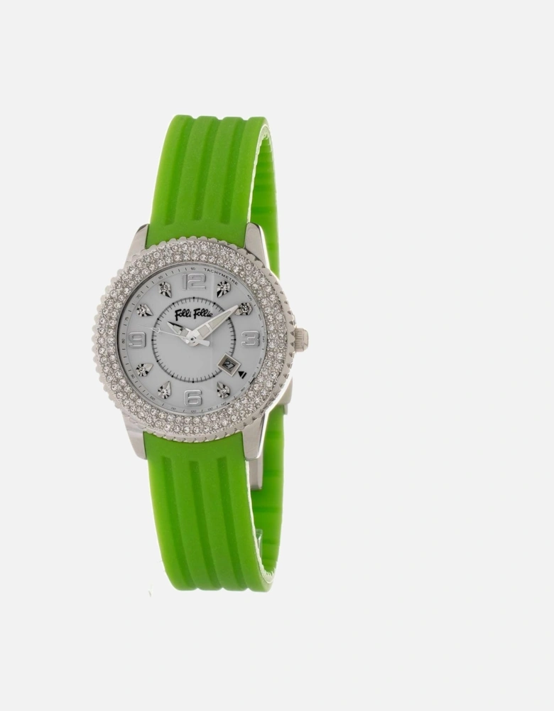 Stainless Steel Quartz Analog Watch Women - Green Watches