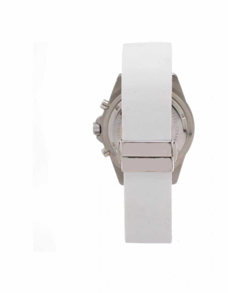 Stainless Steel Quartz Watch with Silicone Bracelet Women - White
