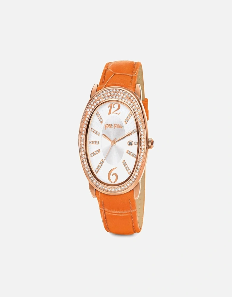 Quartz Analog Watch with Leather Bracelet Women - Orange Watches
