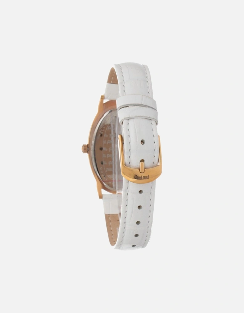 Stainless Steel Quartz Leather Strap Watch Women - White Watches