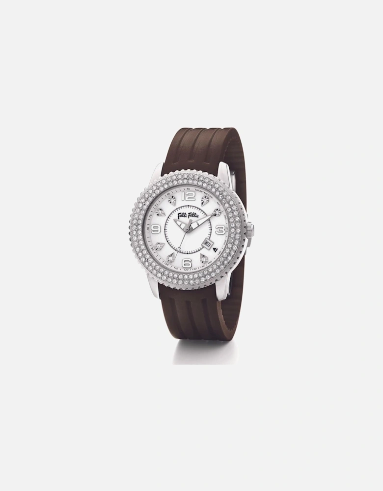 Quartz Analog Stainless Steel Case Watch Women - Brown Watches