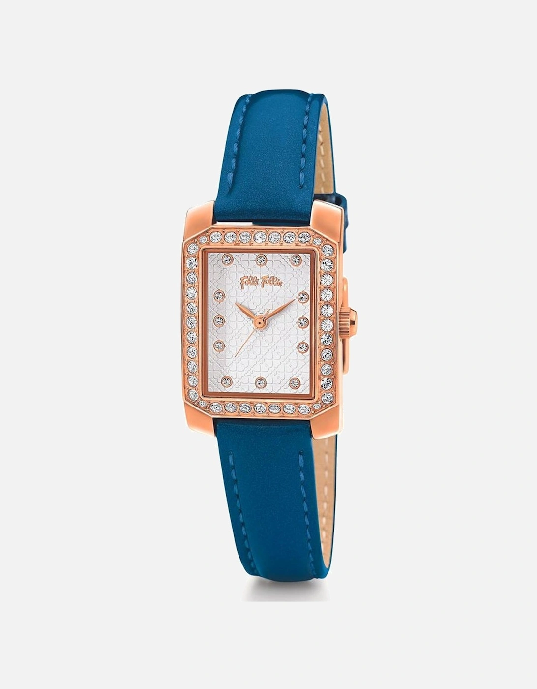 Quartz Analog Stainless Steel Case Leather Bracelet Watch Women - Blue, 2 of 1