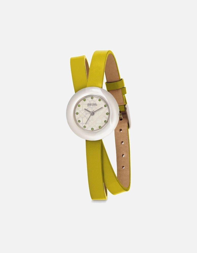 Quartz Stainless Steel Analog Watch with Leather Bracelet Women -