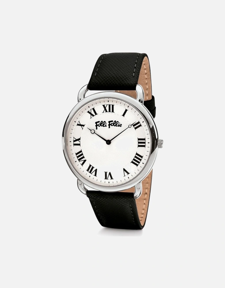 Quartz Stainless Steel Analog Watch with Leather Bracelet Women -