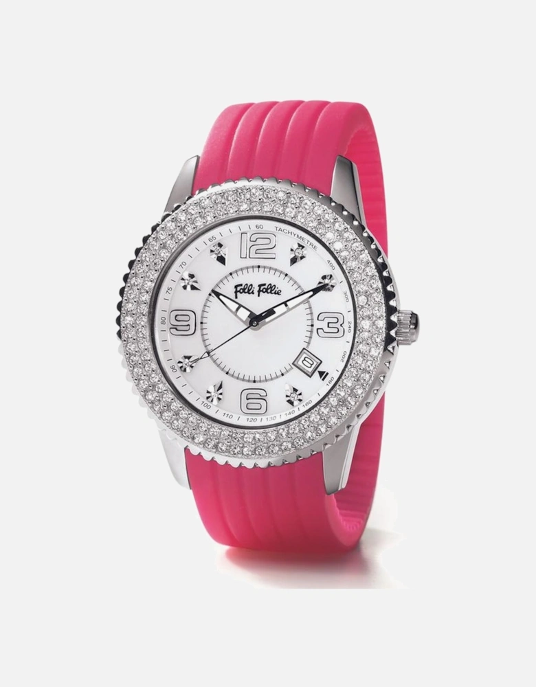 Quartz Stainless Steel Analog Watch with Silicone Bracelet Women -
