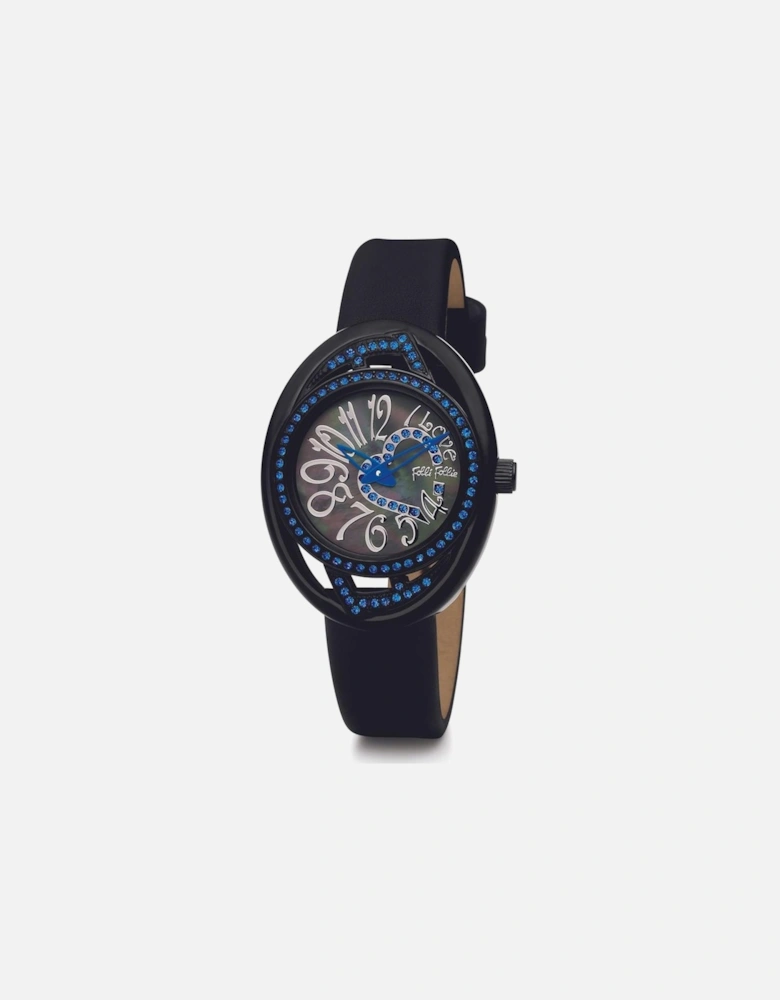 Stainless Steel Quartz Analog Watch with Leather Bracelet Women -