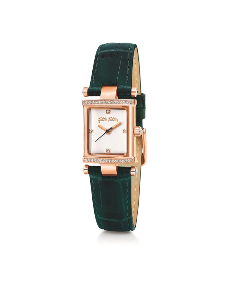 Quartz Analog Stainless Steel Watch with Leather Bracelet Women -