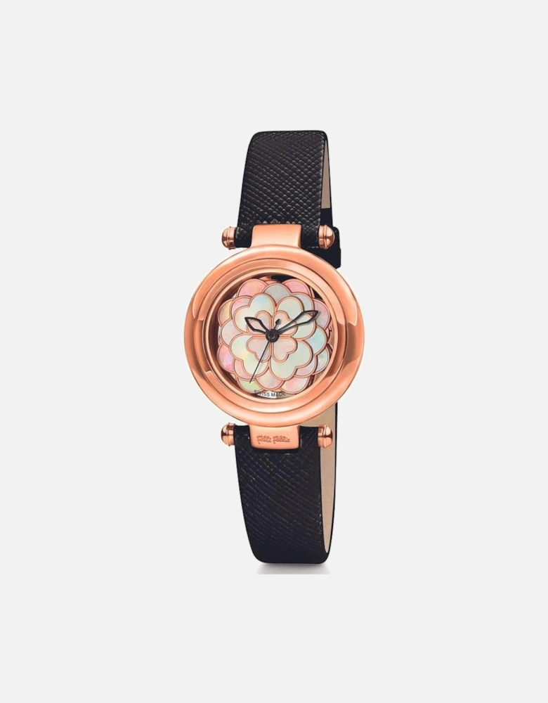 Stainless Steel Quartz Analog Watch with Leather Bracelet Women -