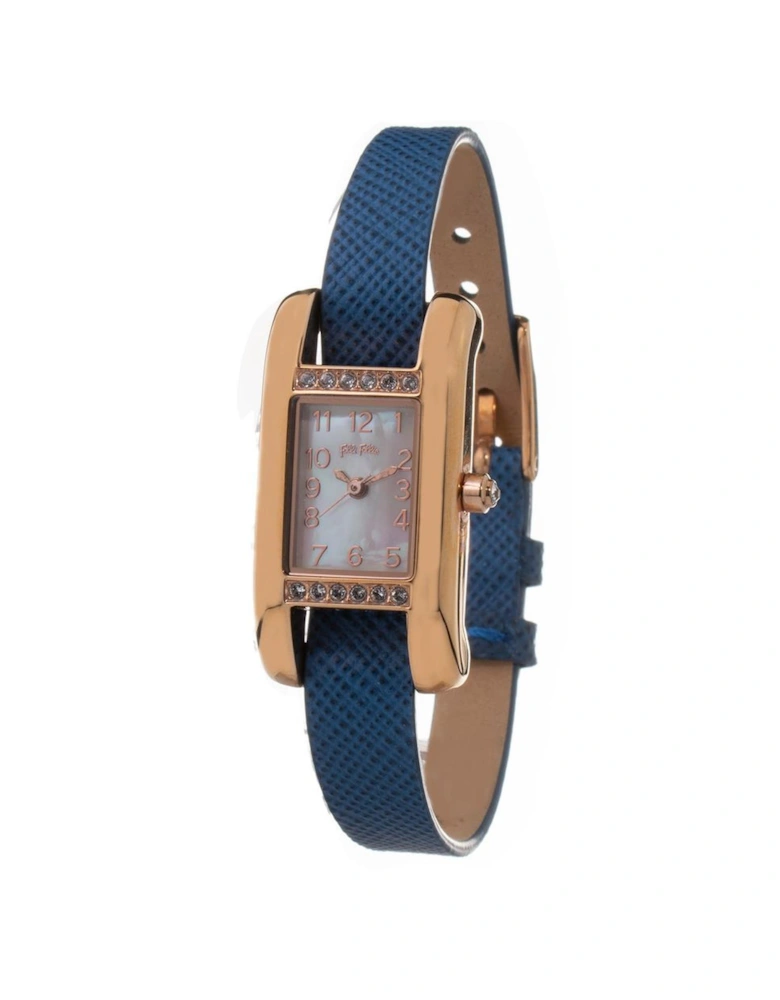 Stainless Steel Quartz Analog Watch with Leather Bracelet Women -
