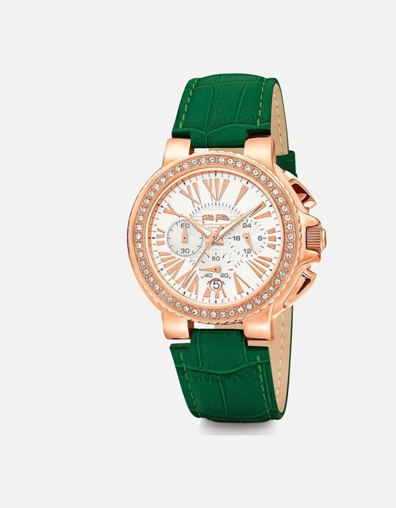 Quartz Analog Stainless Steel Watch with Leather Bracelet Women -