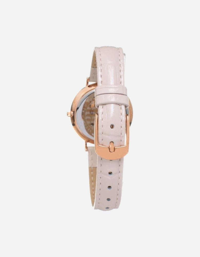 Stainless Steel Quartz Analog Leather Strap Watch Women - Beige