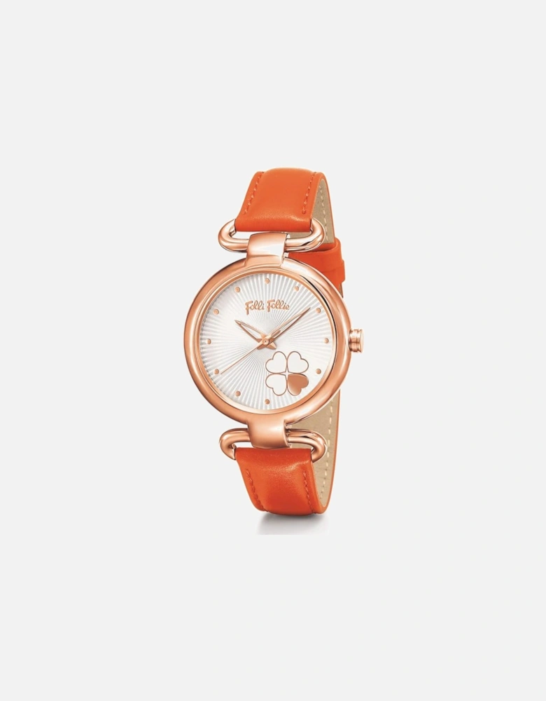 Quartz Analog Stainless Steel Watch with Leather Bracelet Women -