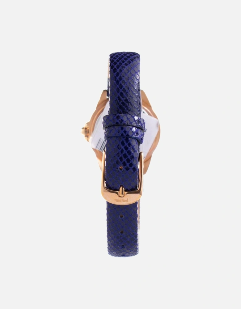 Quartz Stainless Steel Case Leather Strap Analog Watch Women - Blue