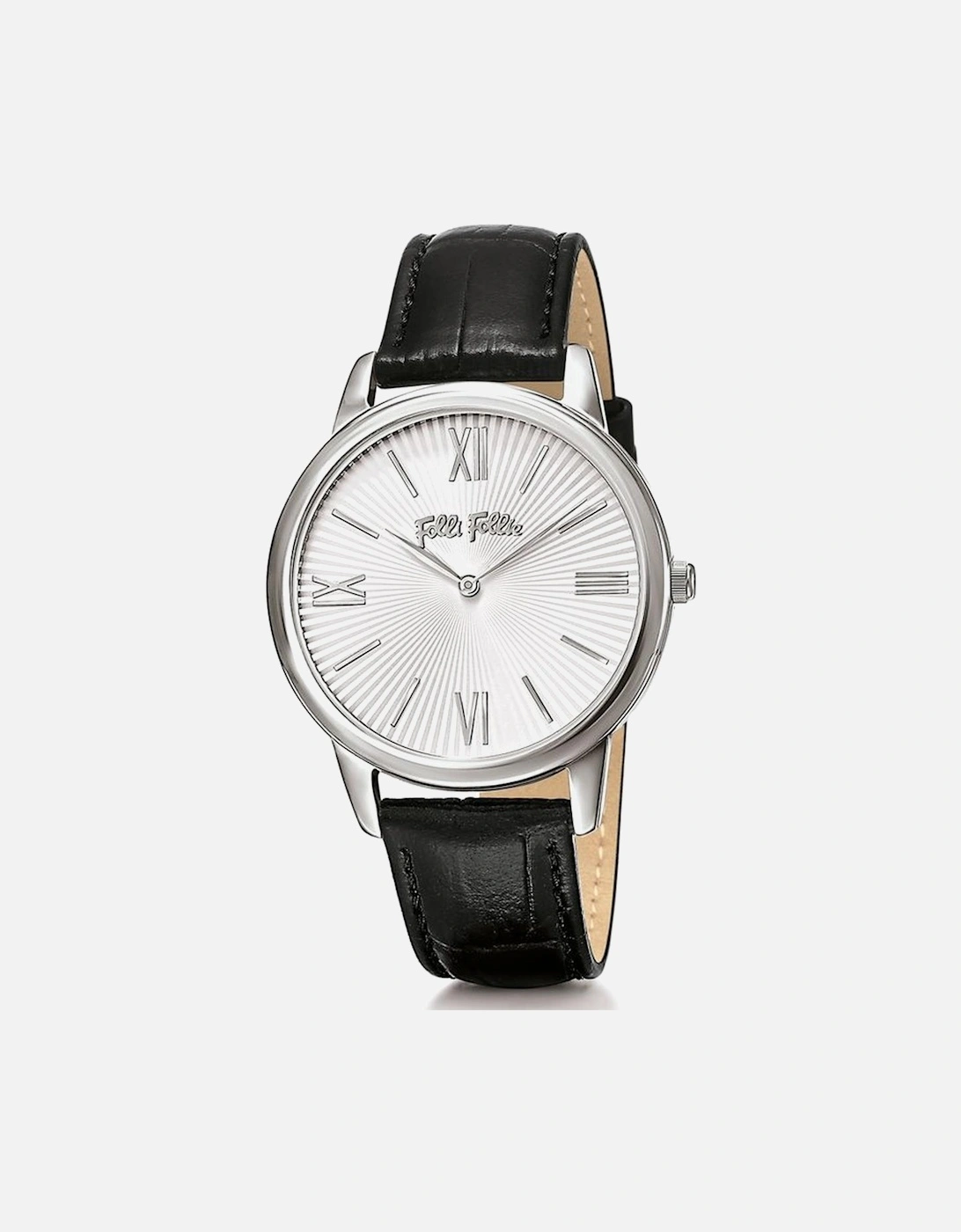 Quartz Analog Stainless Steel Watch with Leather Strap Women - Black, 2 of 1