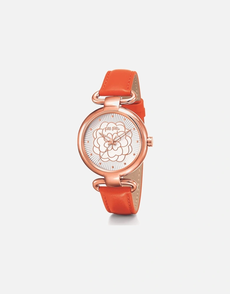 Stainless Steel Quartz Analog Watch with Leather Bracelet Women -