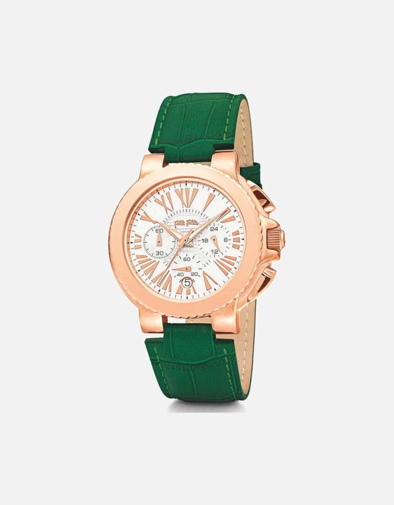 Quartz Analog Stainless Steel Case Leather Bracelet Watch Women -