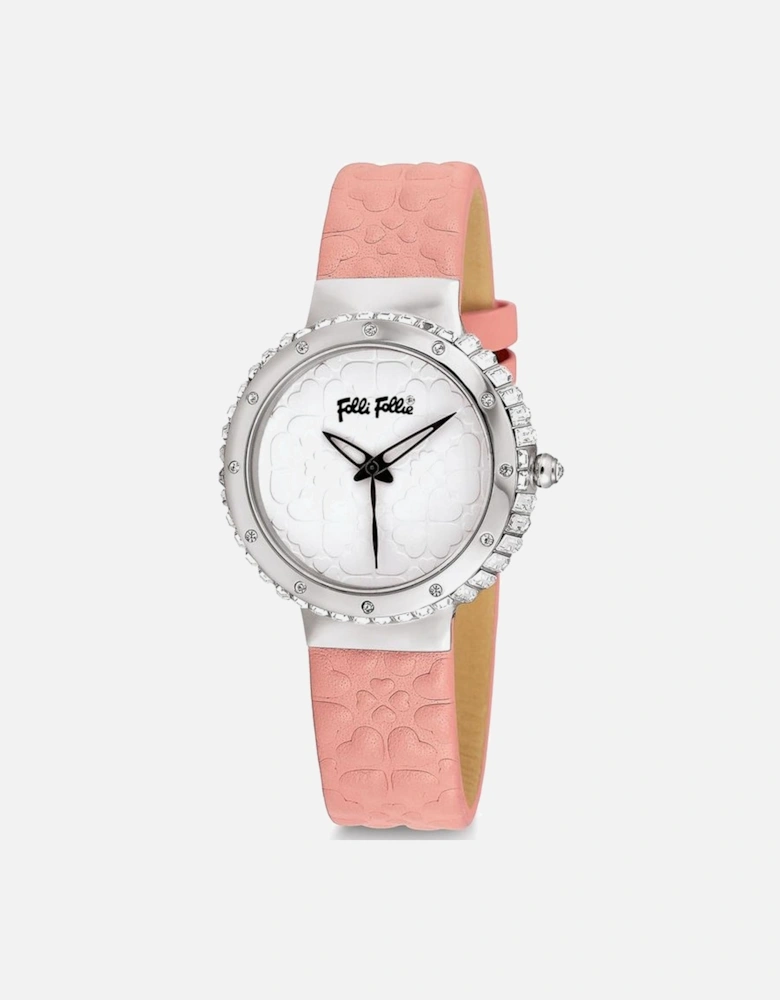 Quartz Analog Stainless Steel Case Leather Strap Watch Women -