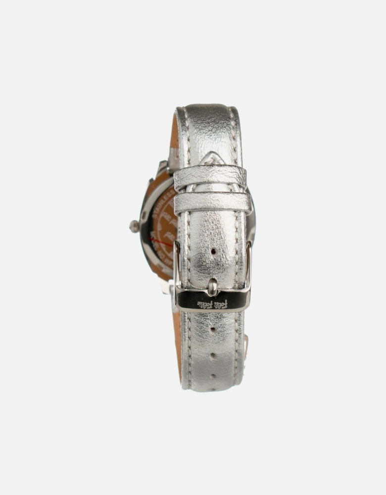 Stainless Steel Quartz Analog Watch with Leather Bracelet Women - Gray