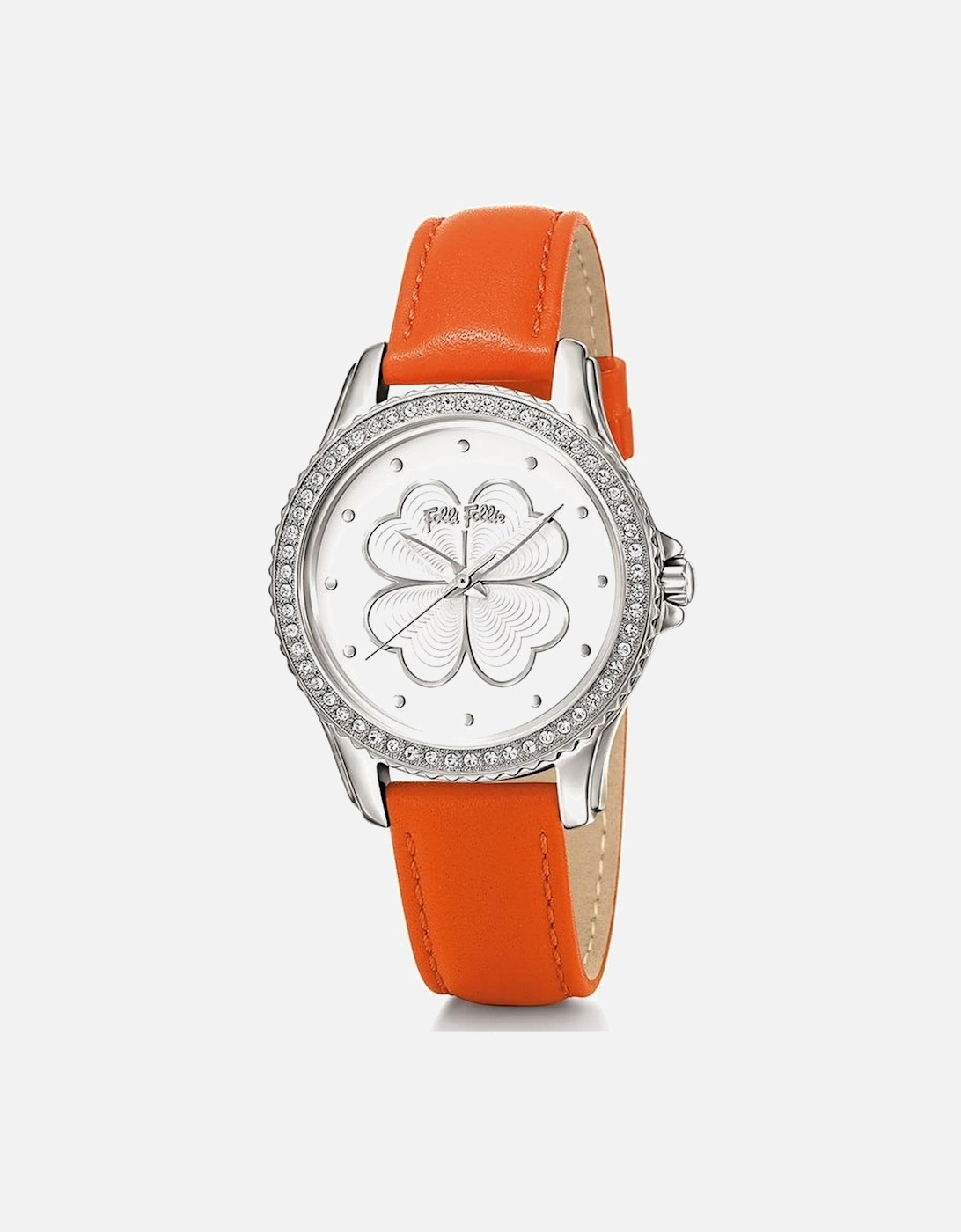Stainless Steel Quartz Analog Watch with Leather Strap Women - Orange, 2 of 1