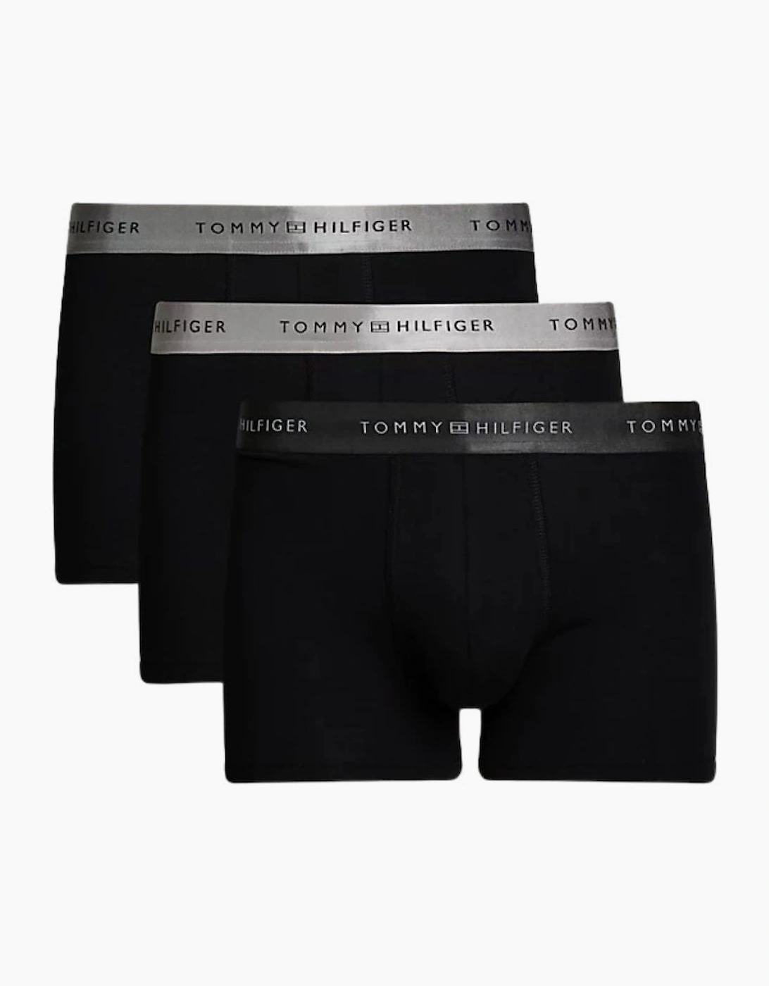 Tommy Hilfiger Men's Black 3-Pack Metallic Waistband Boxer Trunks Gift Set, - : 33/32/32 M
