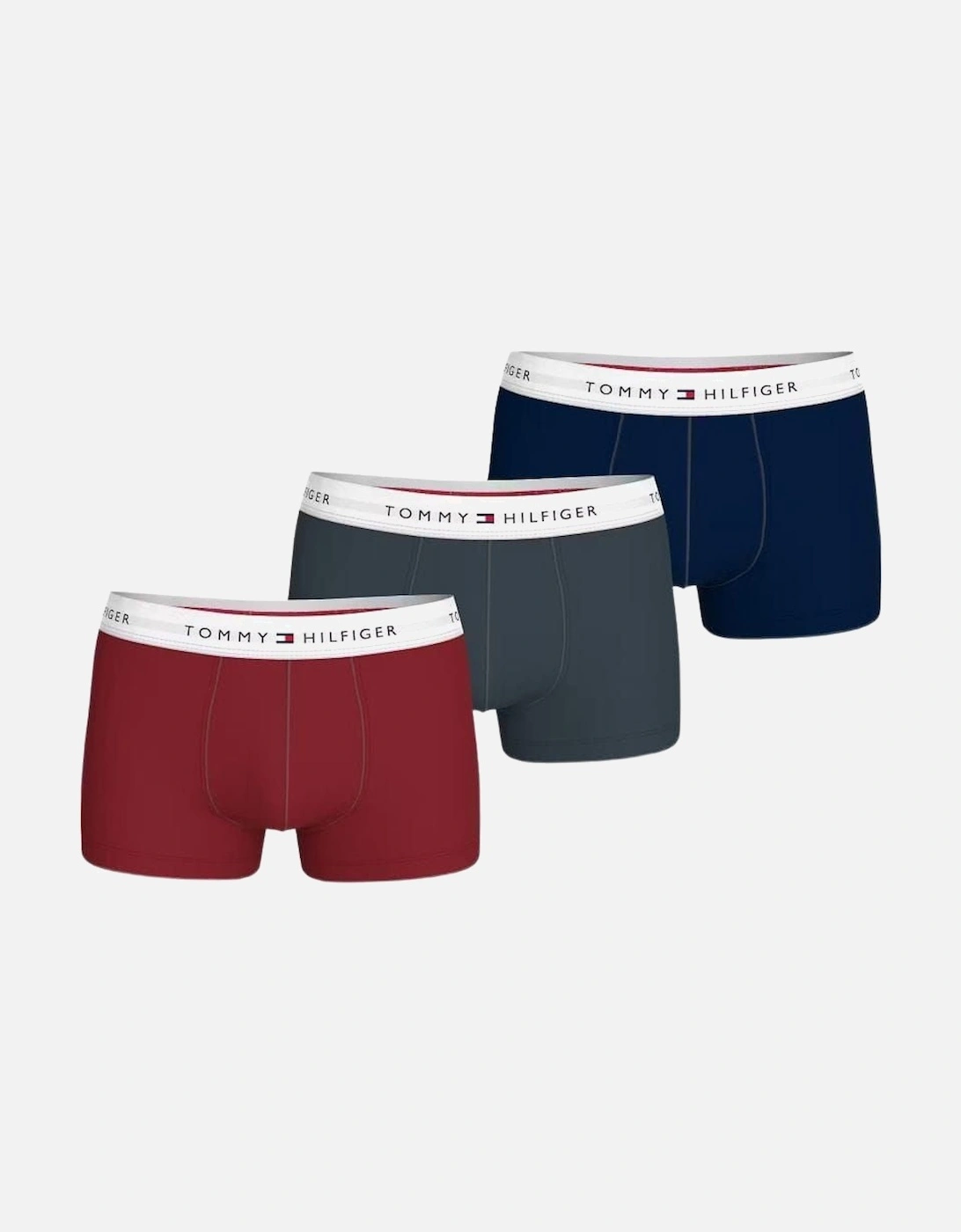 3-Pack Signature Cotton Boxer Trunks, Red/Navy/Teal