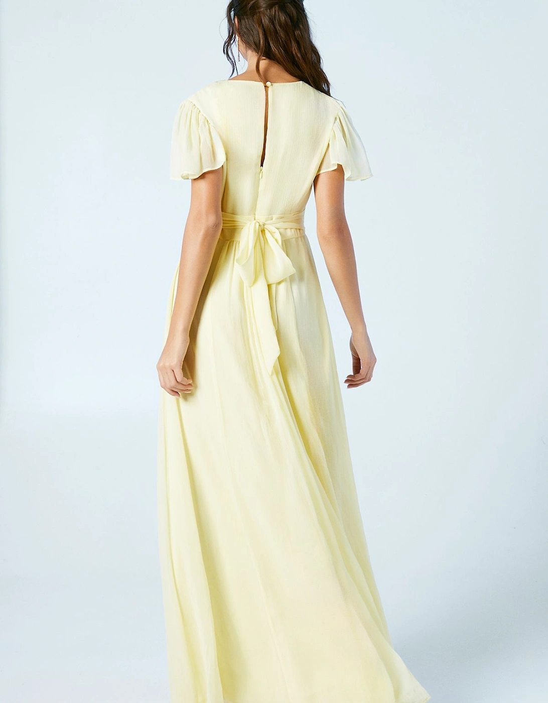 Angel Sleeve Georgette Bridesmaids Maxi Dress