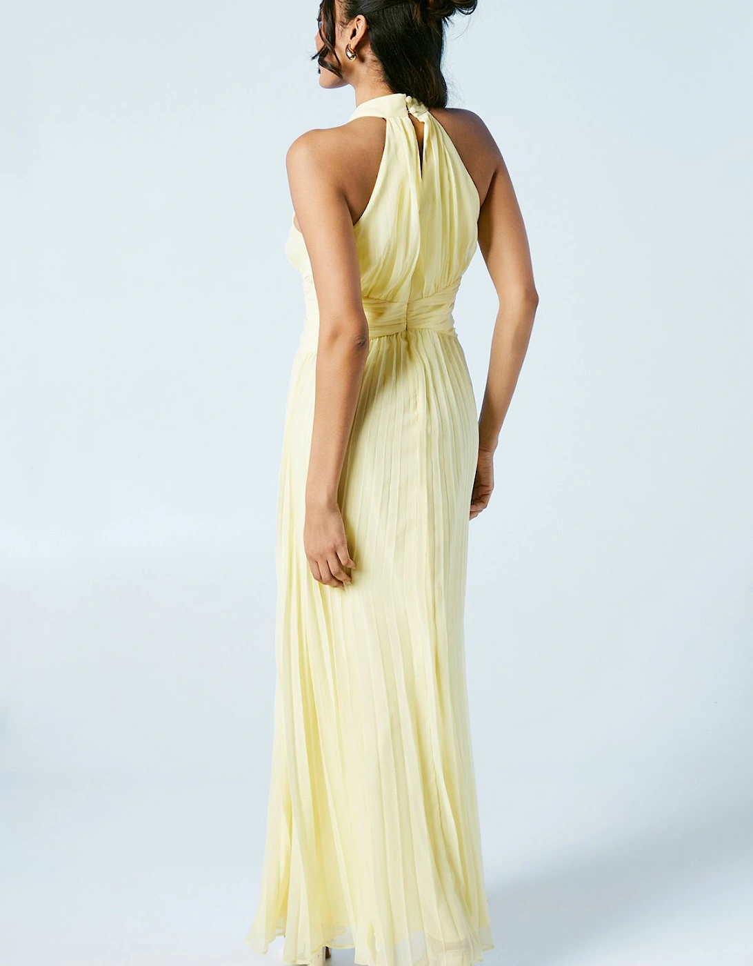 Cross Neck Halter Georgette Bridesmaids Maxi Dress