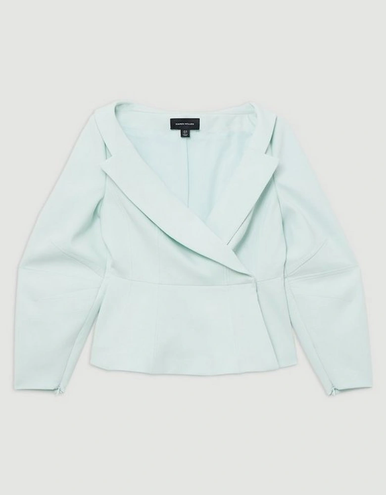 Compact Stretch Tailored Asymmetric Peplum Jacket