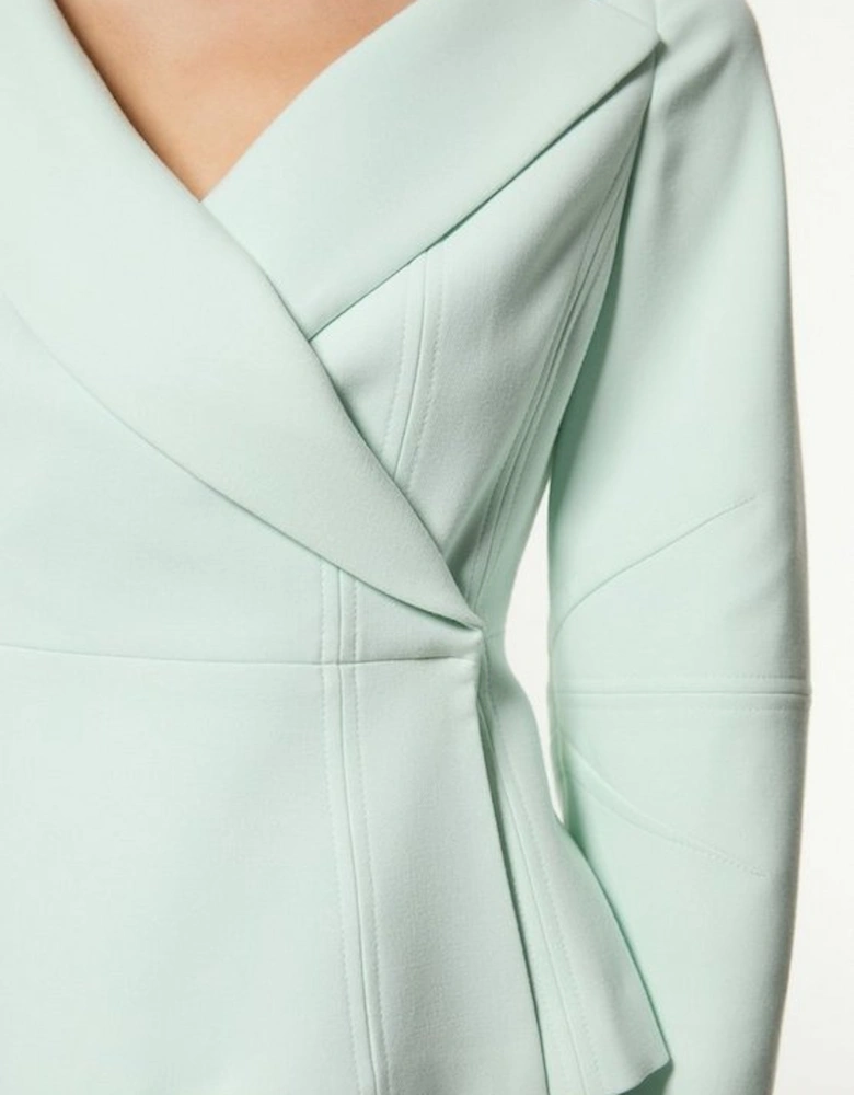 Compact Stretch Tailored Asymmetric Peplum Jacket